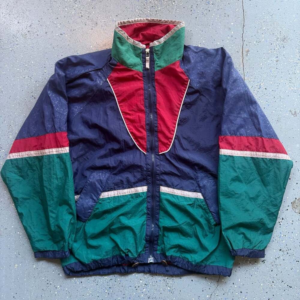 Vintage Colorblock Nylon Zip Windbreaker Jacket Multi